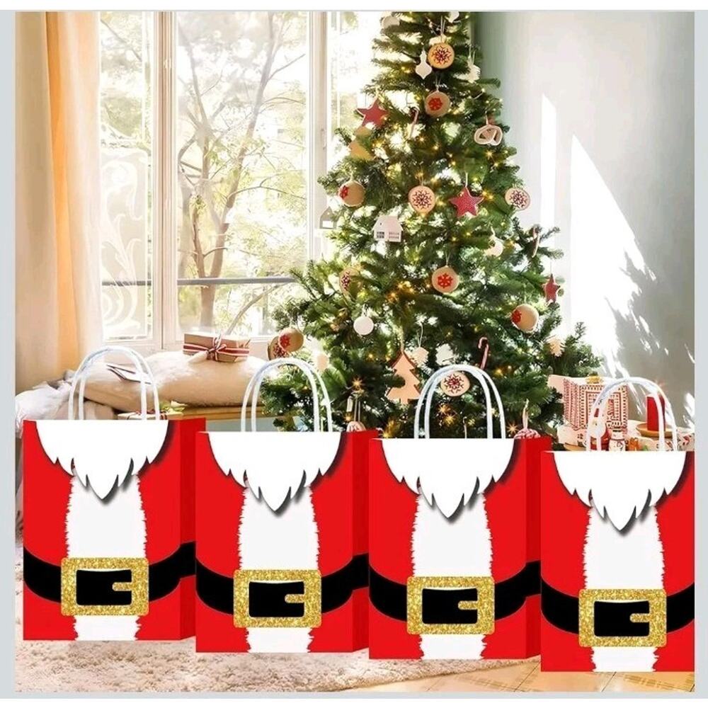 HongXingHai 8Pcs Fine Christmas Kraft Paper Gift Bags With Handles - Holiday... - Picture 4 of 6